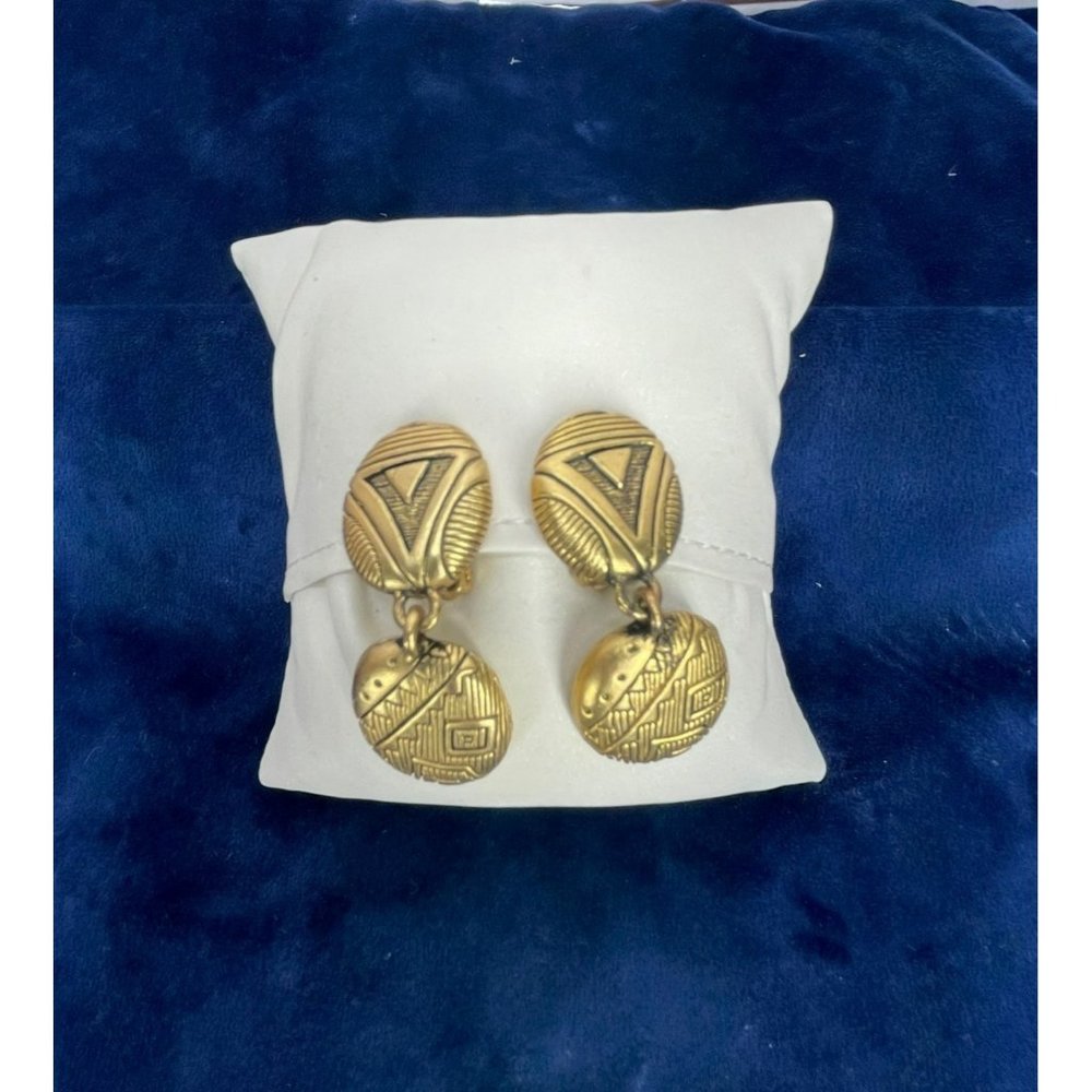 Women's Geometric Print Goldtone Clip On‎ Fashion Earrings